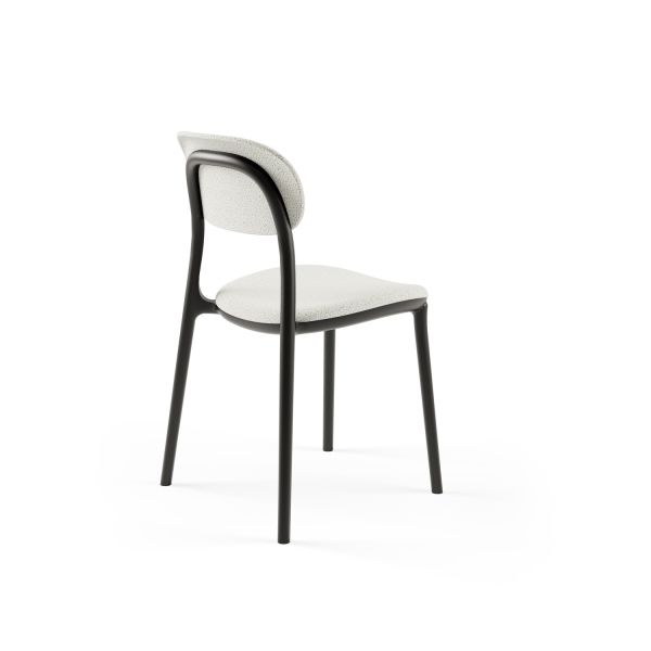 Şık Siyah Plastik Kumaş Sandalye – Cafe, Restoran, Mutfak ve Otel İçin Uygun, Hafif ve İstiflenebilir