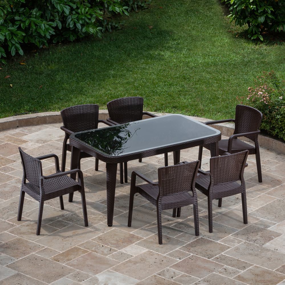 90x150 Wenge Dış Mekan Bahçe Masa Sandalye Takımı