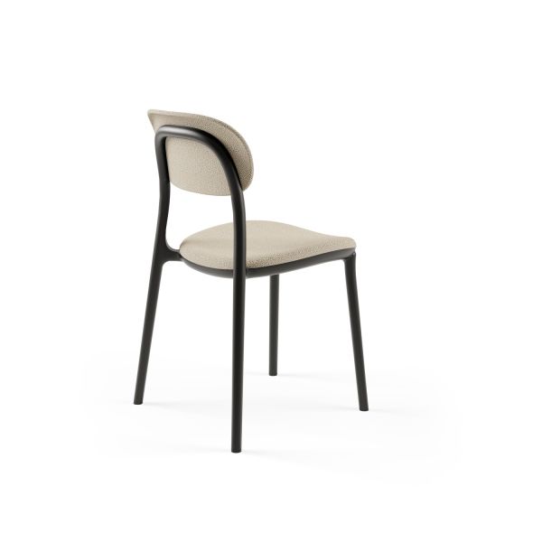 Siyah Plastik ve Kumaş Döşemeli Cafe Sandalyesi | Dayanıklı, Hafif, İstiflenebilir Modern Sandalye