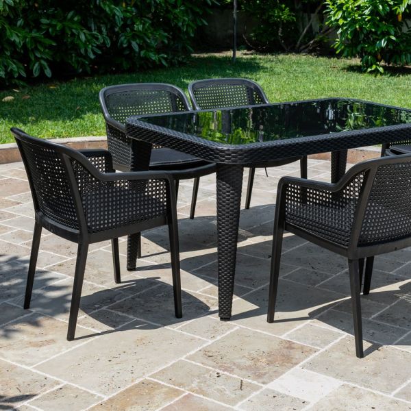 Wenge 90x150 Bahçe Yemek Masa Sandalye 6 Kişilik Set