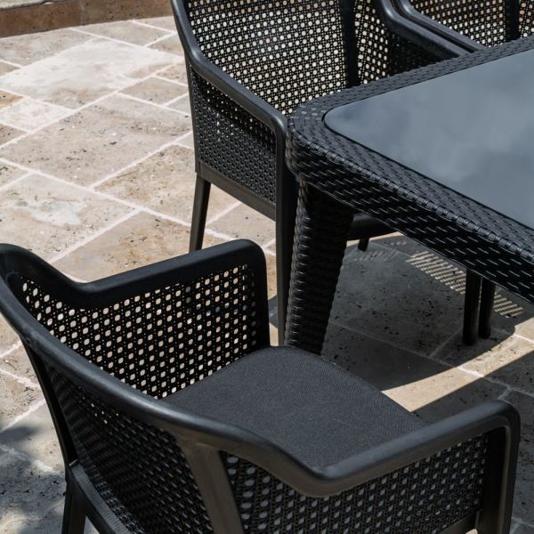 Wenge 90x150 Bahçe Yemek Masa Sandalye 6 Kişilik Set