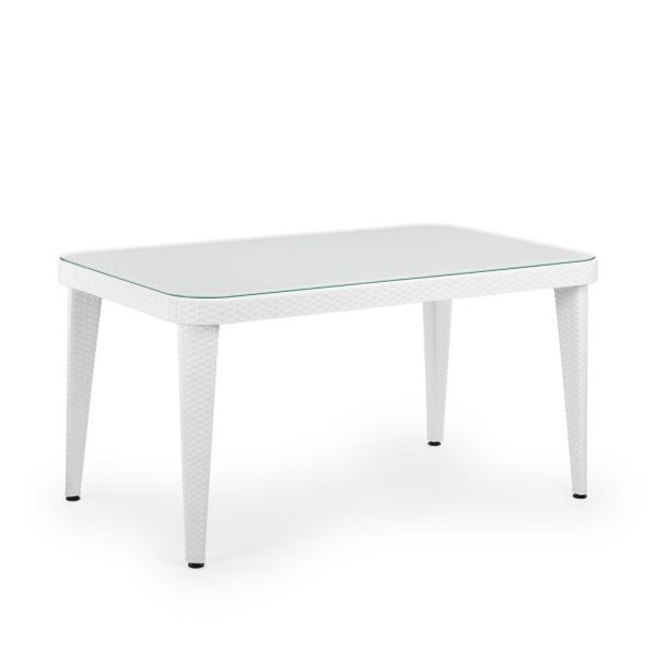 BEYAZ Bahçe Masa Sandalye Takımı - 6 Kişilik Dikdörtgen 150x90 cm - Otel Restoran Cafe Kafe Çay Bahçesi Balkon Teras Veranda Kır Düğünü Ev Bahçesi Havuz Başı Villa Bahçeleri İçin Açık Hava Masa Sandalye Takımı