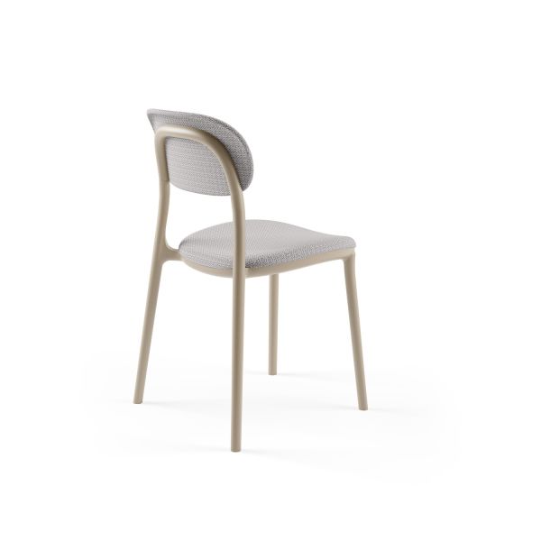 Kum Beji Plastik Gri Kumaş Döşemeli Cafe Sandalyesi | İstiflenebilir, Modern ve Dayanıklı Sandalye