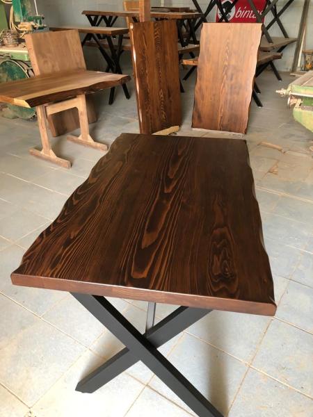 Ceviz Rengi Kütük Cafe Masası Modelleri