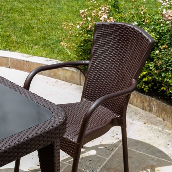 Wenge 90x150 6 Kişilik Dış Mekan Yemek Masası Takımı