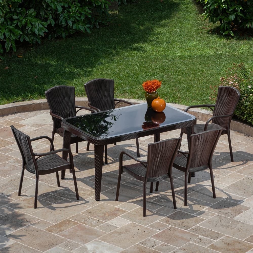 Wenge 90x150 6 Kişilik Dış Mekan Yemek Masası Takımı