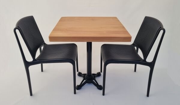 Kütük Masa Plastik Sandalye Takımı 2 Kişilik 70x70