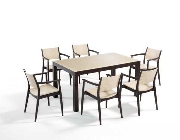 Kahverengi Cappucino 6 Kişilik 90x150 Bahçe Masa Takımı