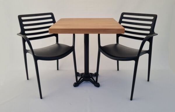 Kütük Masa Sandalye Takımı 2 Kişilik 70x70 Cafe Masa Seti