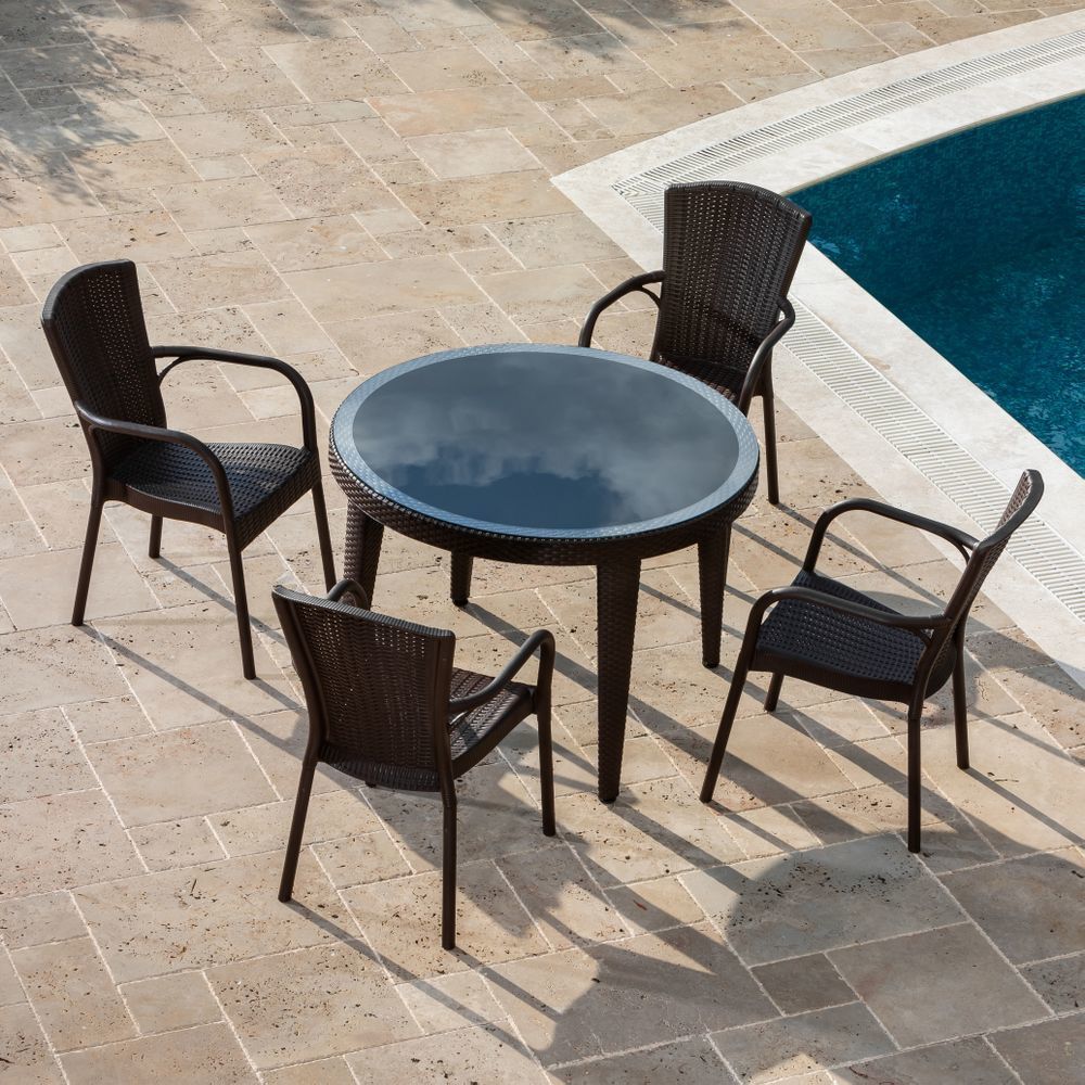 Bahçe Masa Sandalye Takımı Wenge 110 cm 4 Kişilik