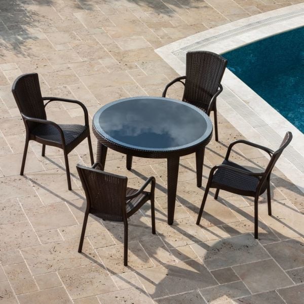 Bahçe Masa Sandalye Takımı Wenge 110 cm 4 Kişilik