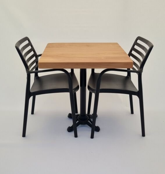 Kütük Masa Sandalye Takımı 2 Kişilik 70x70 Cafe Masa Seti
