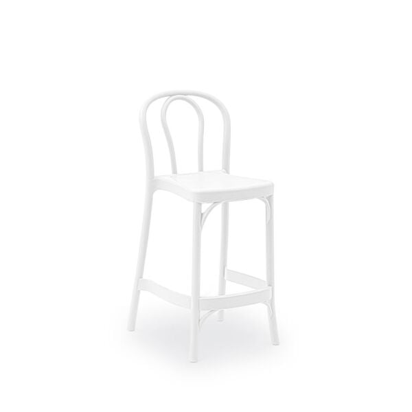 Beyaz Dış Mekan Bahçe Bar Sandalyesi 65 cm