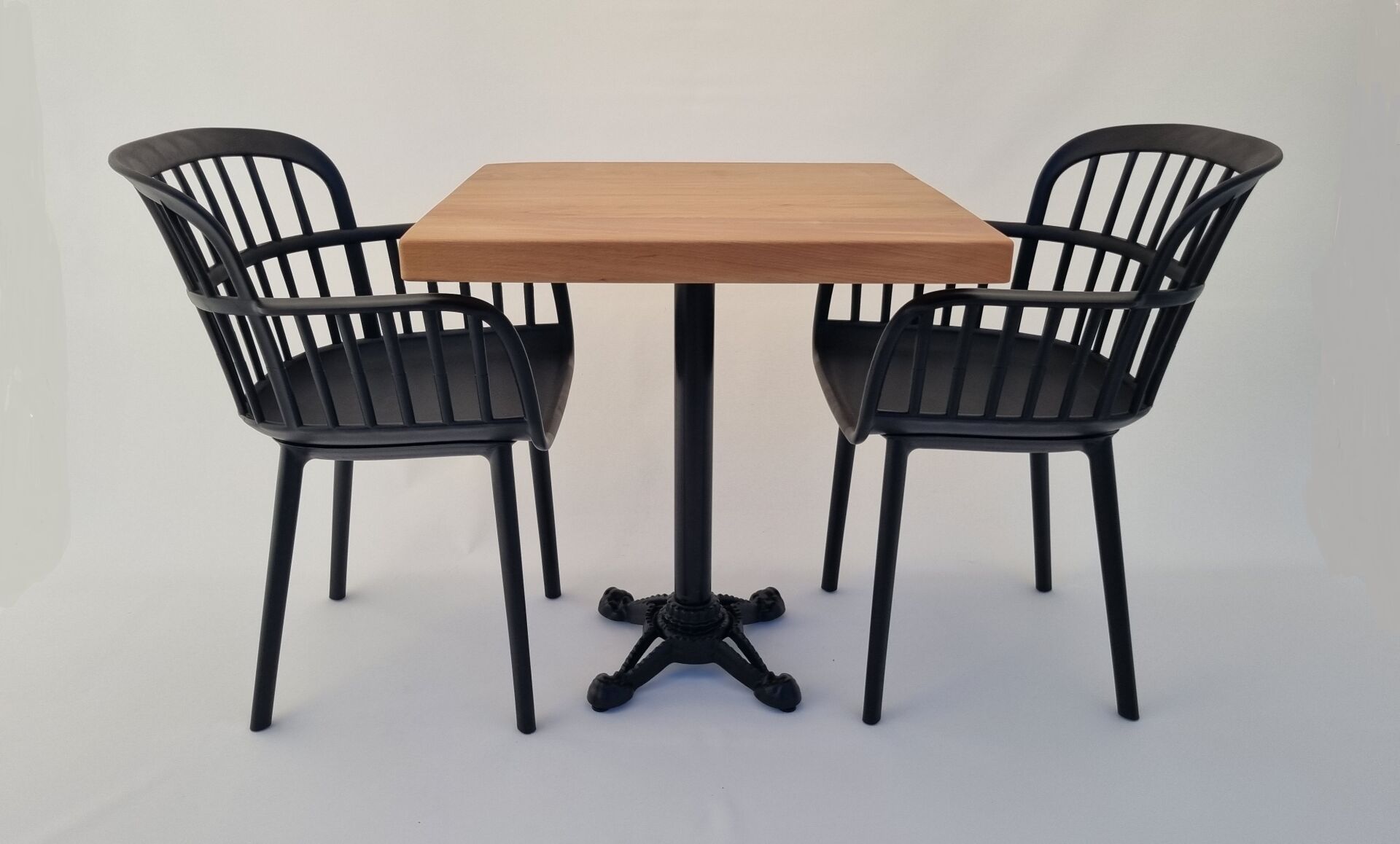 70x70 Kütük Masa Sandalye Takımı 2 Kişilik Cafe Seti