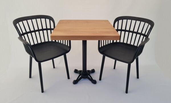 70x70 Kütük Masa Sandalye Takımı 2 Kişilik Cafe Seti