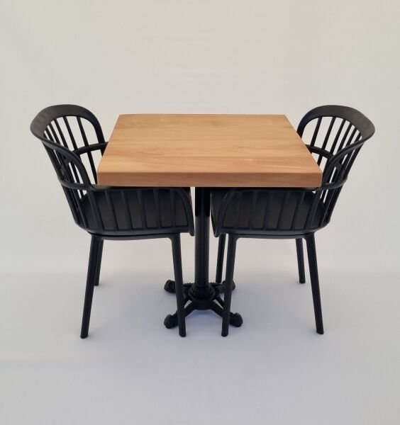 70x70 Kütük Masa Sandalye Takımı 2 Kişilik Cafe Seti