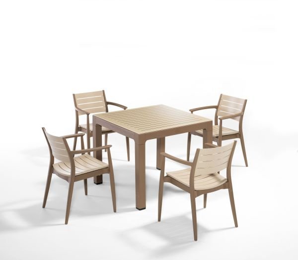 Çöl Kahve Cappucino 4 Kişilik Plastik Bahçe Masa Seti