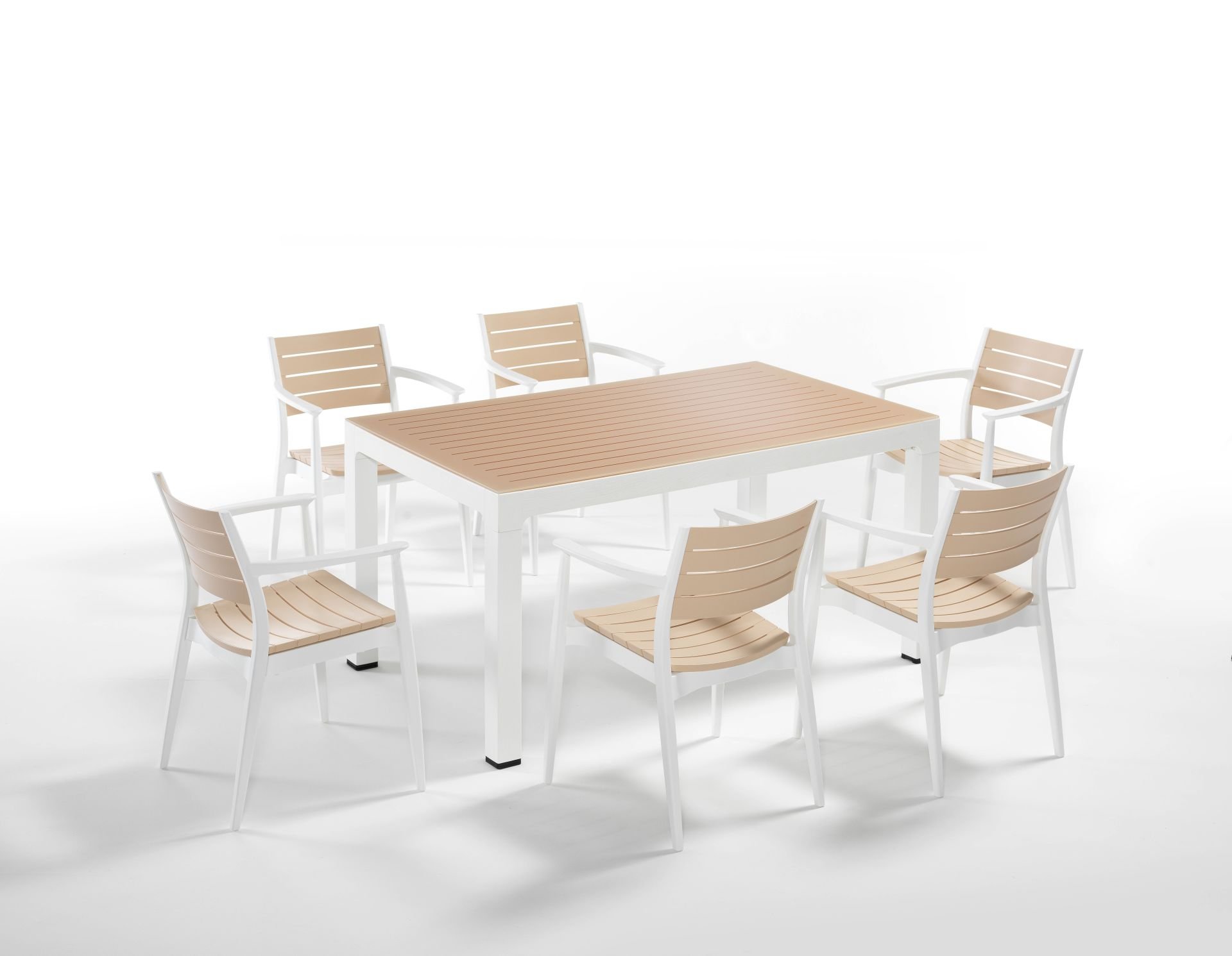 Beyaz Fil Dişi 6 Kişilik Plastik Bahçe Masa Sandalye Takımı