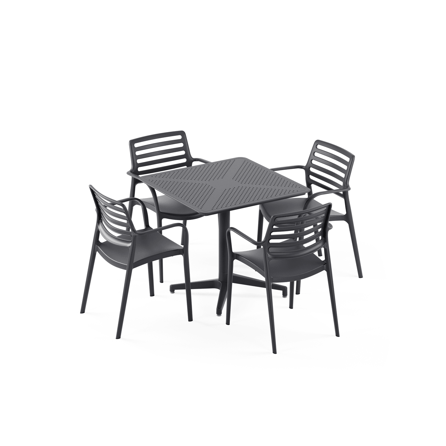 Antrasit 80x80 cm 4 Kişilik Bahçe Masa Sandalye Takımı