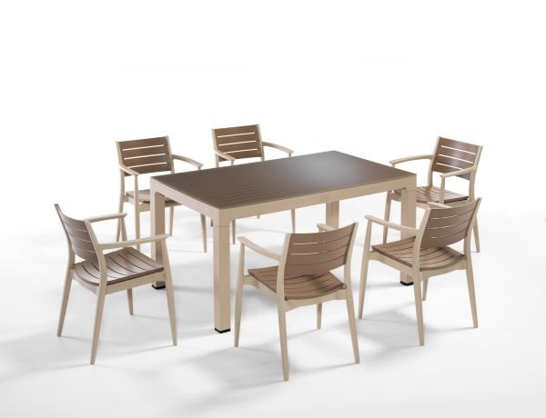 Cappucino Çöl Kahvesi 6 Kişilik Plastik Bahçe Masa Seti