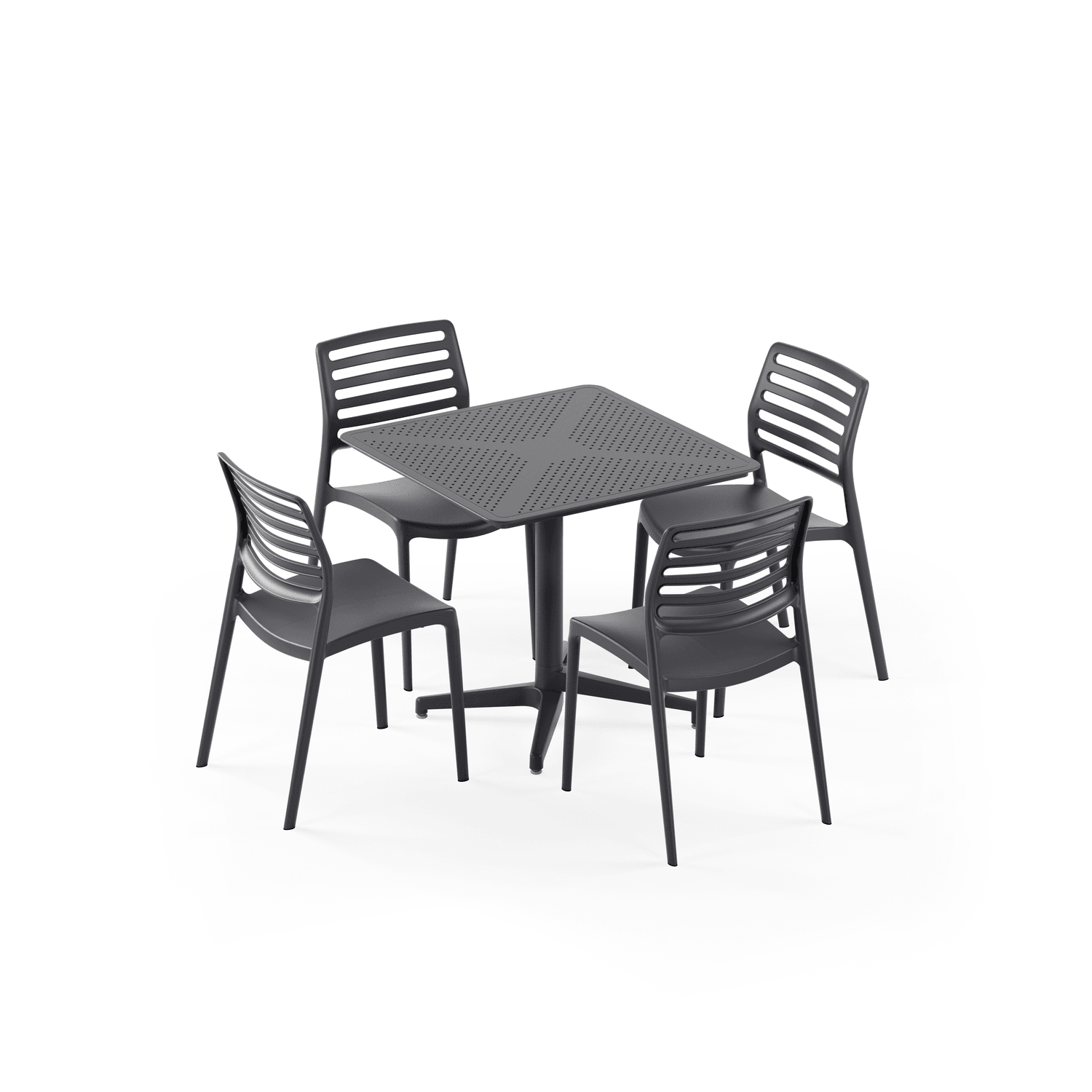 Antrasit 80x80 4 Kişilik Bahçe Cafe Masa Sandalye Takımı