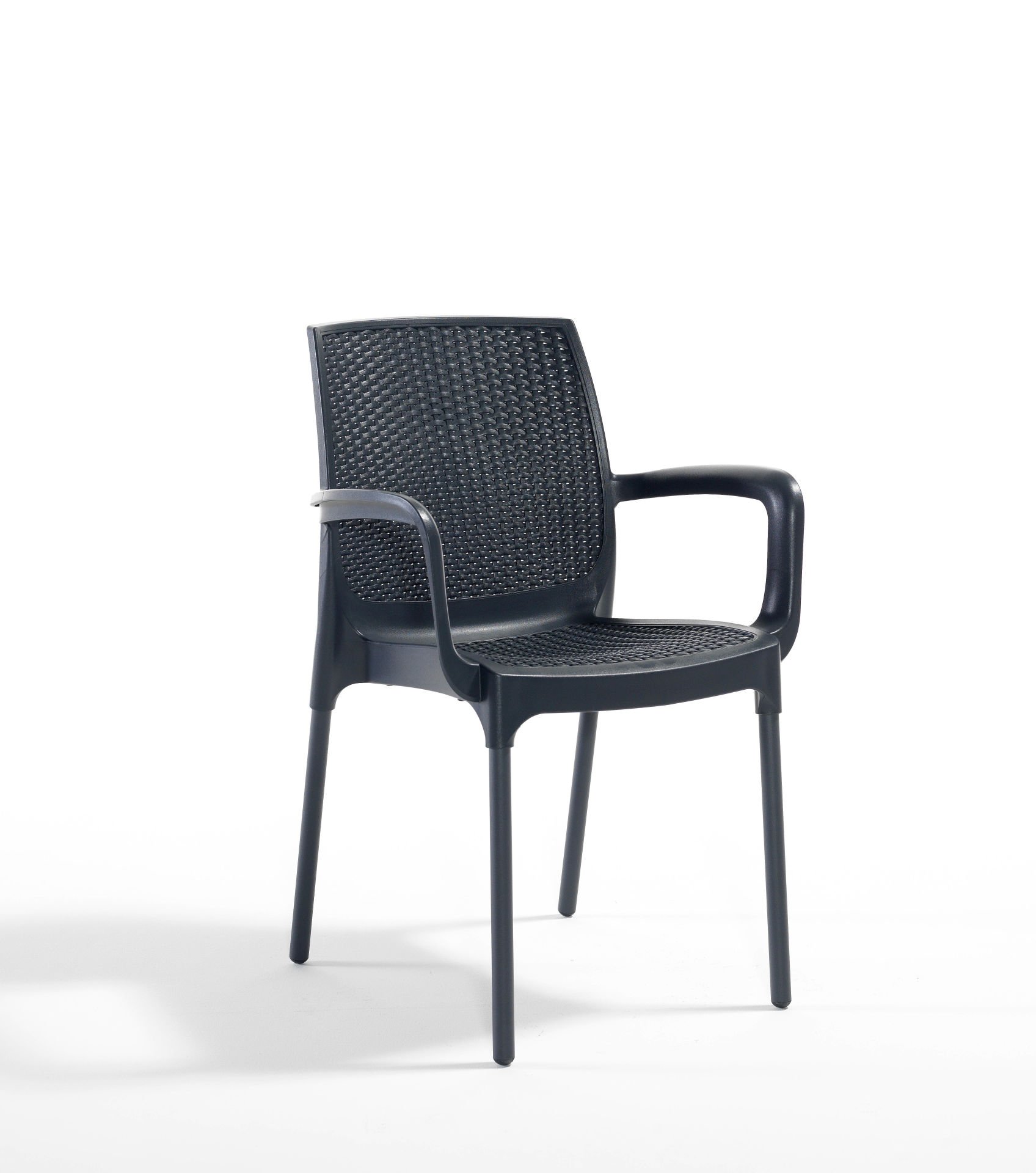 Living Antrasit Rattan Desenli Kollu Bahçe Sandalyesi