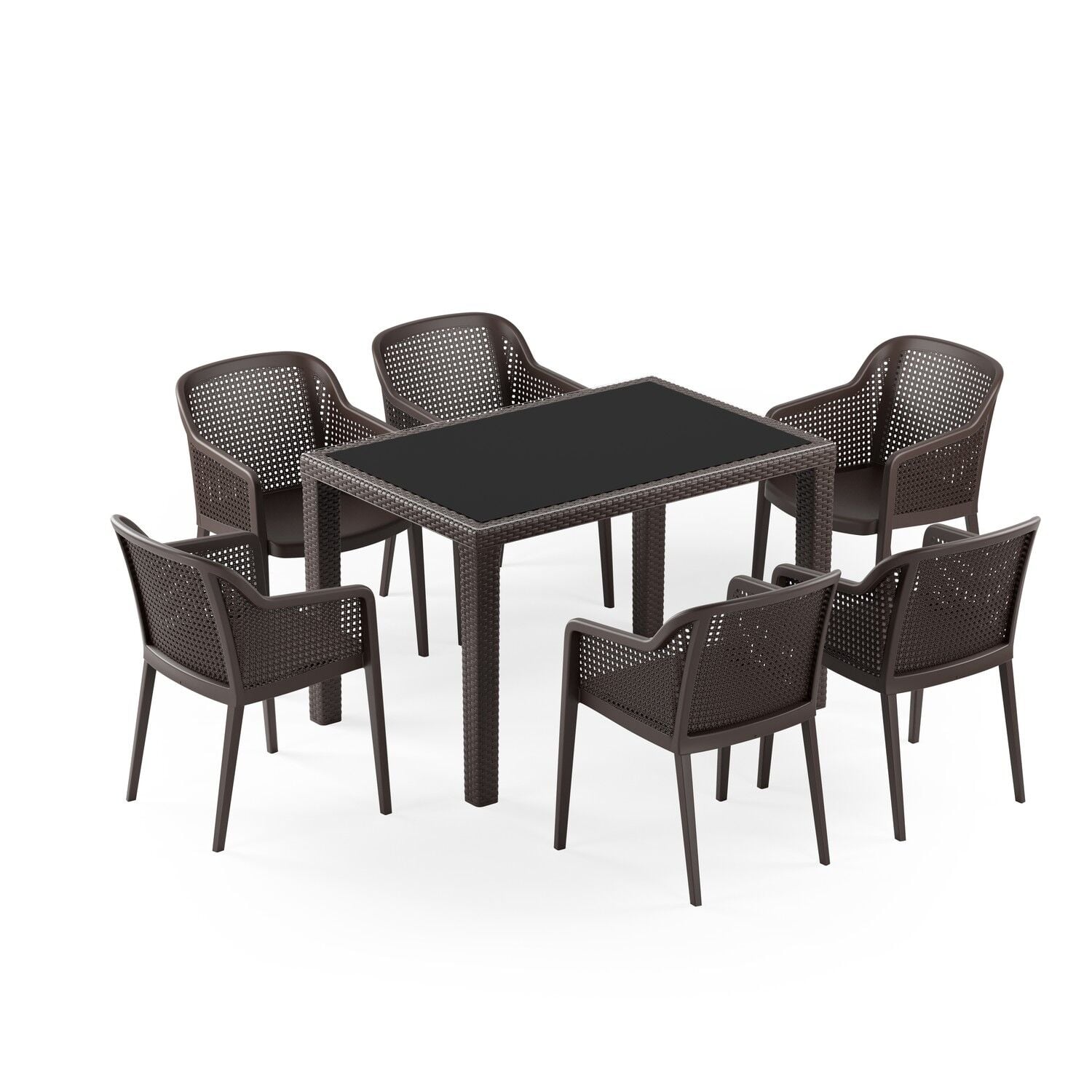 Wenge 6 Kişilik Bahçe Masa Sandalye Takımı 80x120