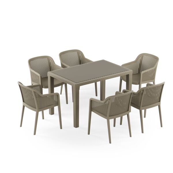 Vizon 6 Kişilik Bahçe Masa Sandalye Takımı 80x120