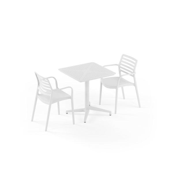 Beyaz 2 Kişilik 70x70 Katlanır Bahçe Masa Sandalye Takımı