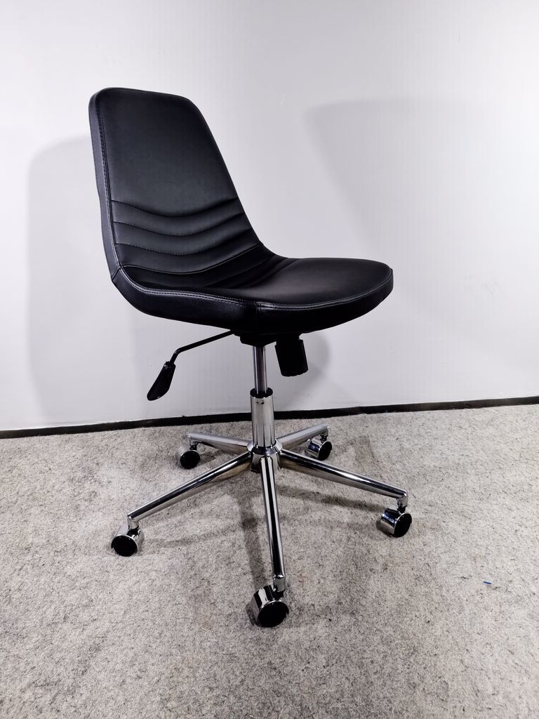 Parker Siyah Deri Tekerlekli Ofis Çalışma Sandalyesi