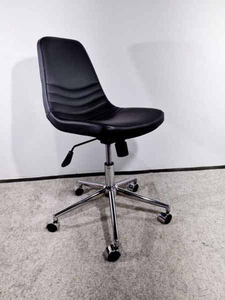 Parker Siyah Deri Tekerlekli Ofis Çalışma Sandalyesi