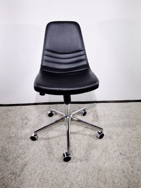 Parker Siyah Deri Tekerlekli Ofis Çalışma Sandalyesi