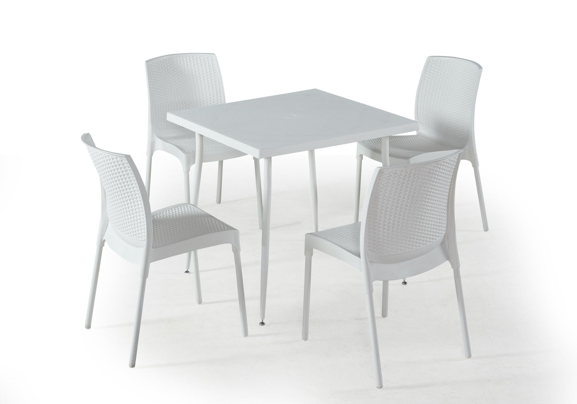 Beyaz Bahçe Masa Sandalye Seti 4 Kişilik 80x80