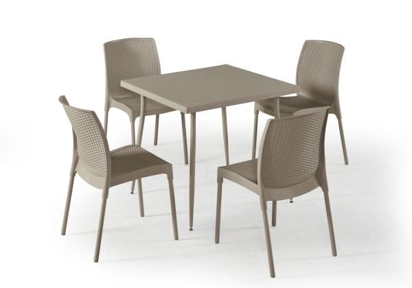 Cappucino Bahçe Masa Sandalye Takımı 4 Kişilik 80x80