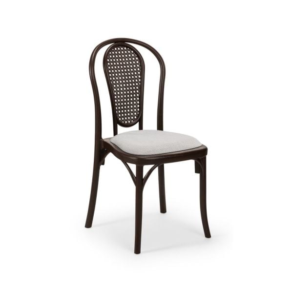 Wenge Plastik Krem Kumaş Mutfak Yemek Sandalyesi