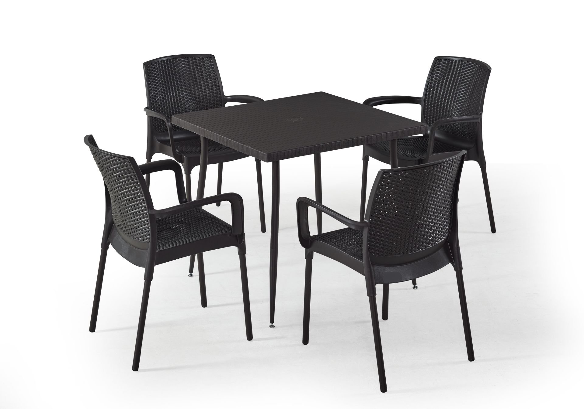 Kahverengi Kollu Bahçe Masa Sandalye Seti 4 Kişilik 80x80