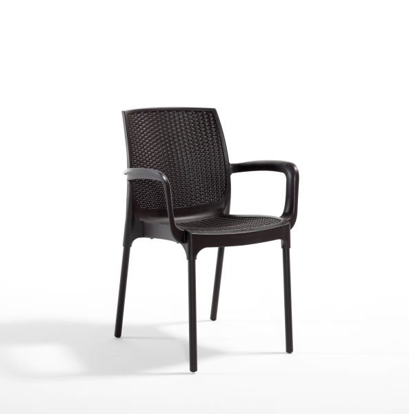 Kahverengi Kollu Bahçe Masa Sandalye Seti 4 Kişilik 80x80