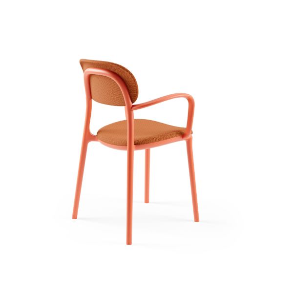 Turuncu Plastik Gövdeli Turuncu Kumaş Kollu Modern Mutfak Sandalyesi